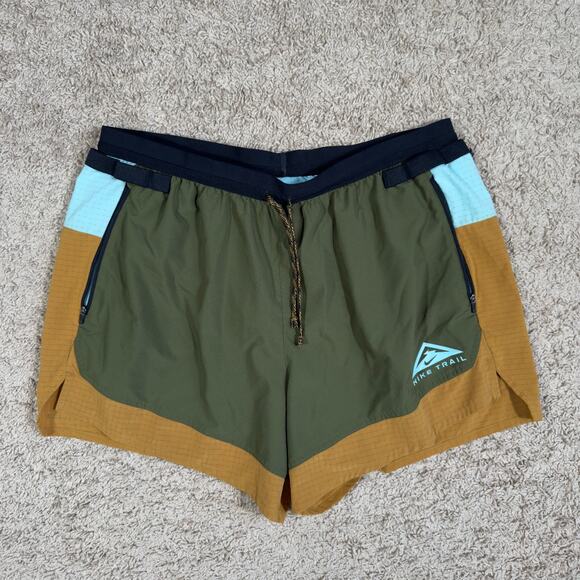 Nike Trail Shorts Mens XL Green Blue Dri-FIT Flex Stride Running DN4480-482 - Picture 1 of 11